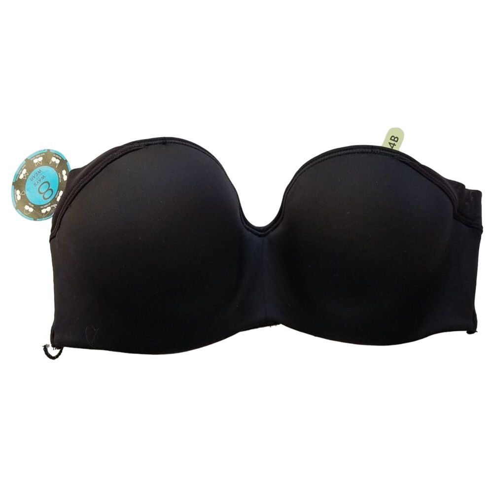 Bali One Bandeau Underwire Bra Size 34B Black NWT 3562 - No Straps